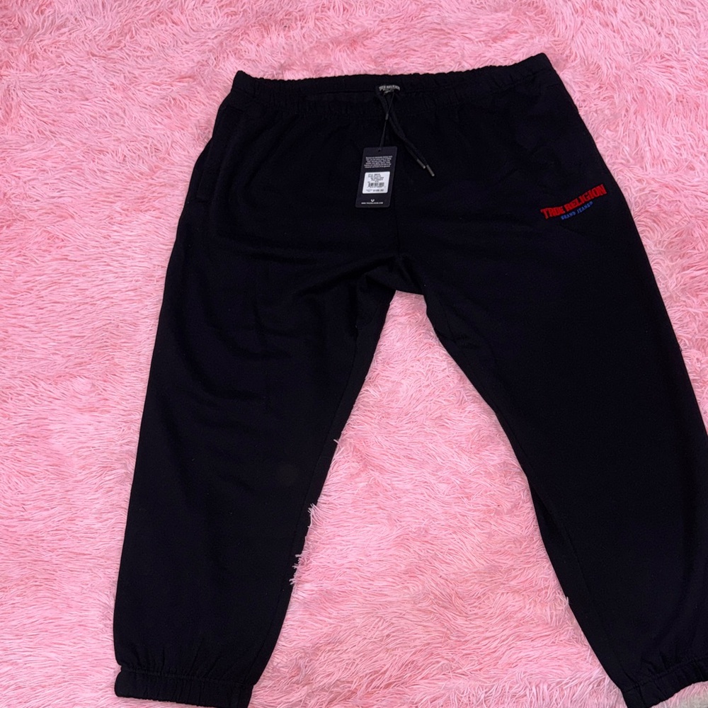 Men True Religion Black Jogger Pants, size 2XL, nwt